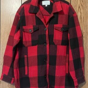 Lucky Brand Cotton Oversized Plaid Shirt Jacket